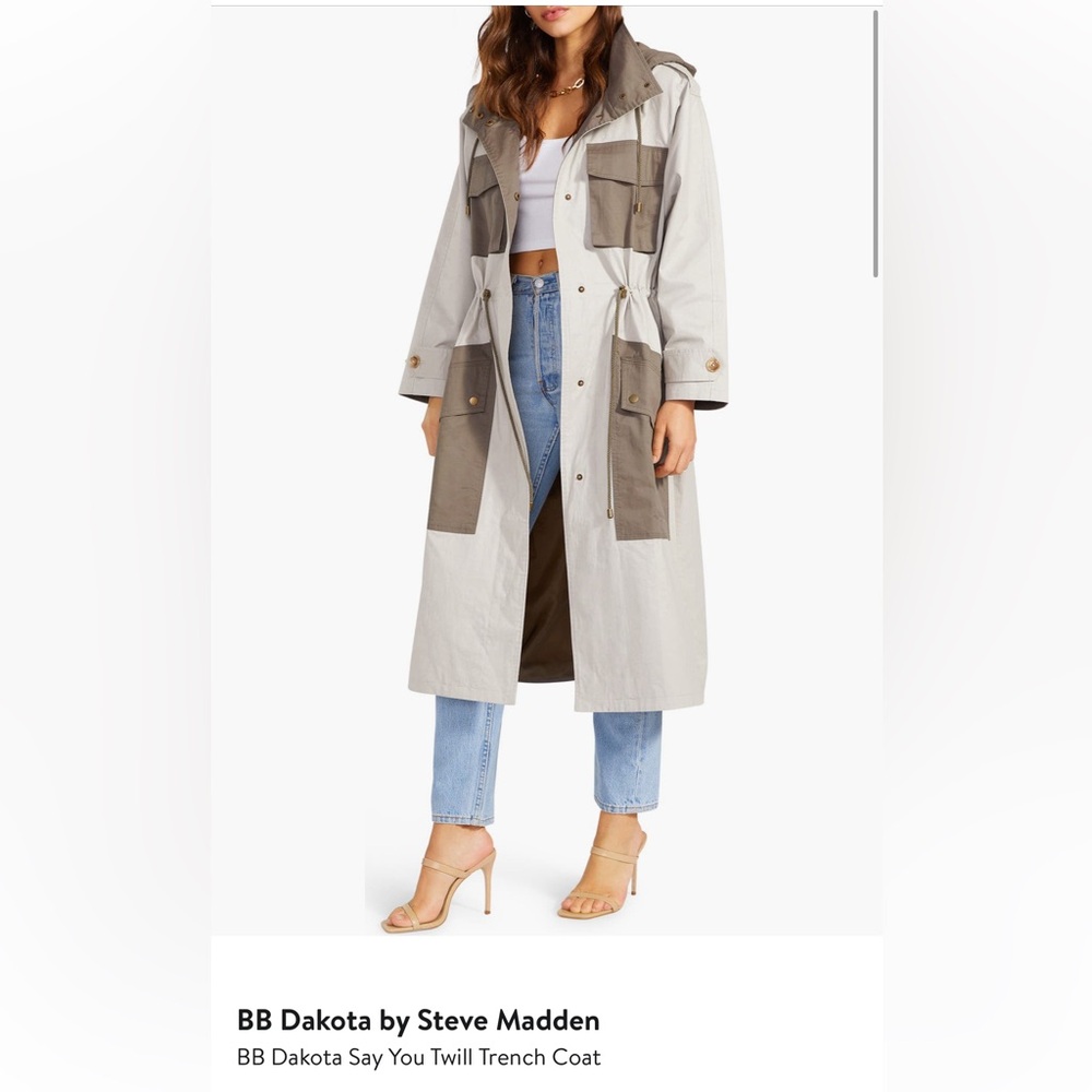 BB Dakota by Steve Madden Cream and Brown Trench Coat
